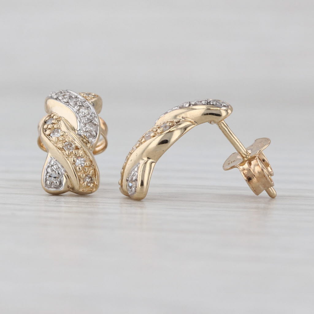 Light Gray 0.10ctw Diamond Woven Drop Stud Earrings 14k Yellow Gold
