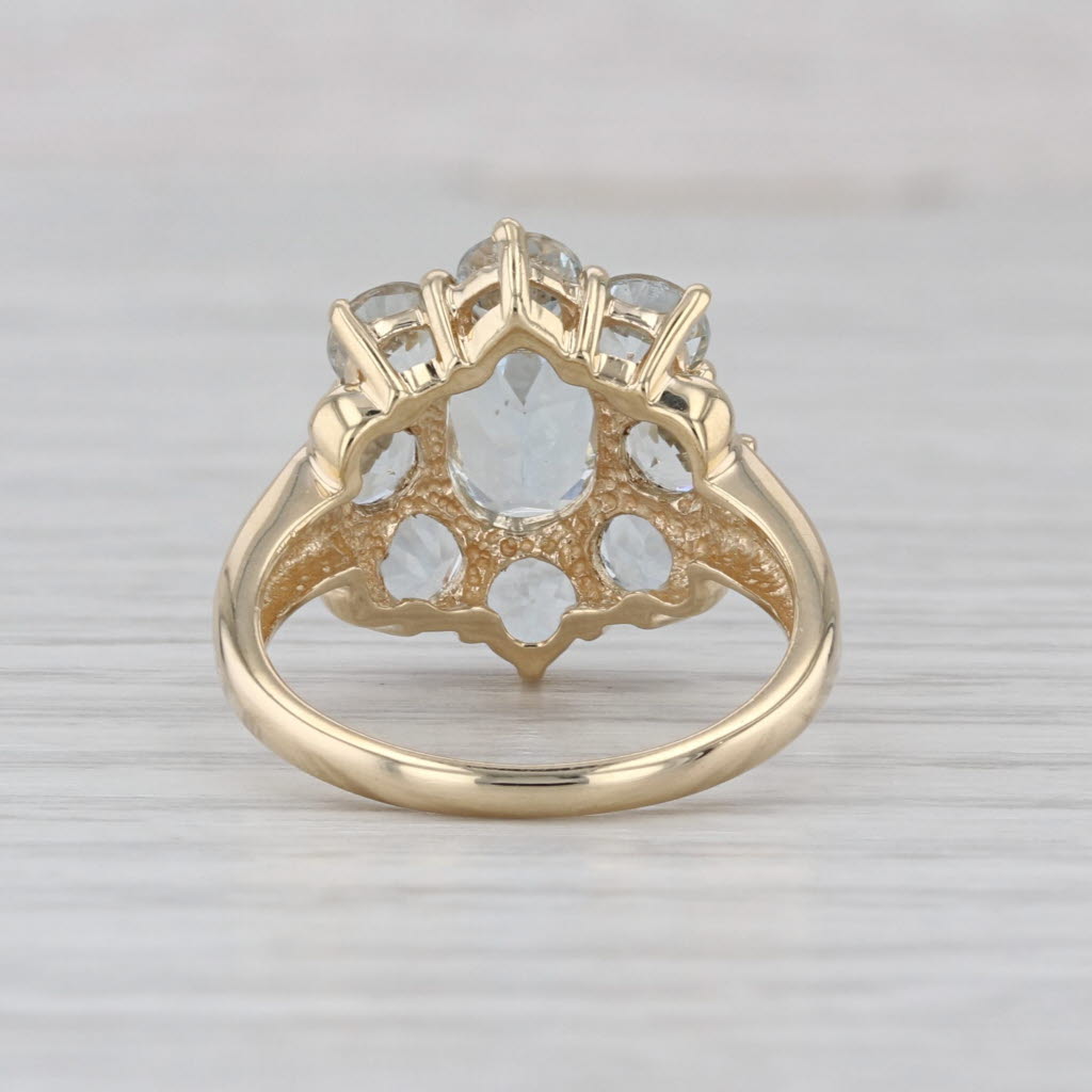 2.96ctw Aquamarine Flower Ring 10k Yellow Gold Size 6