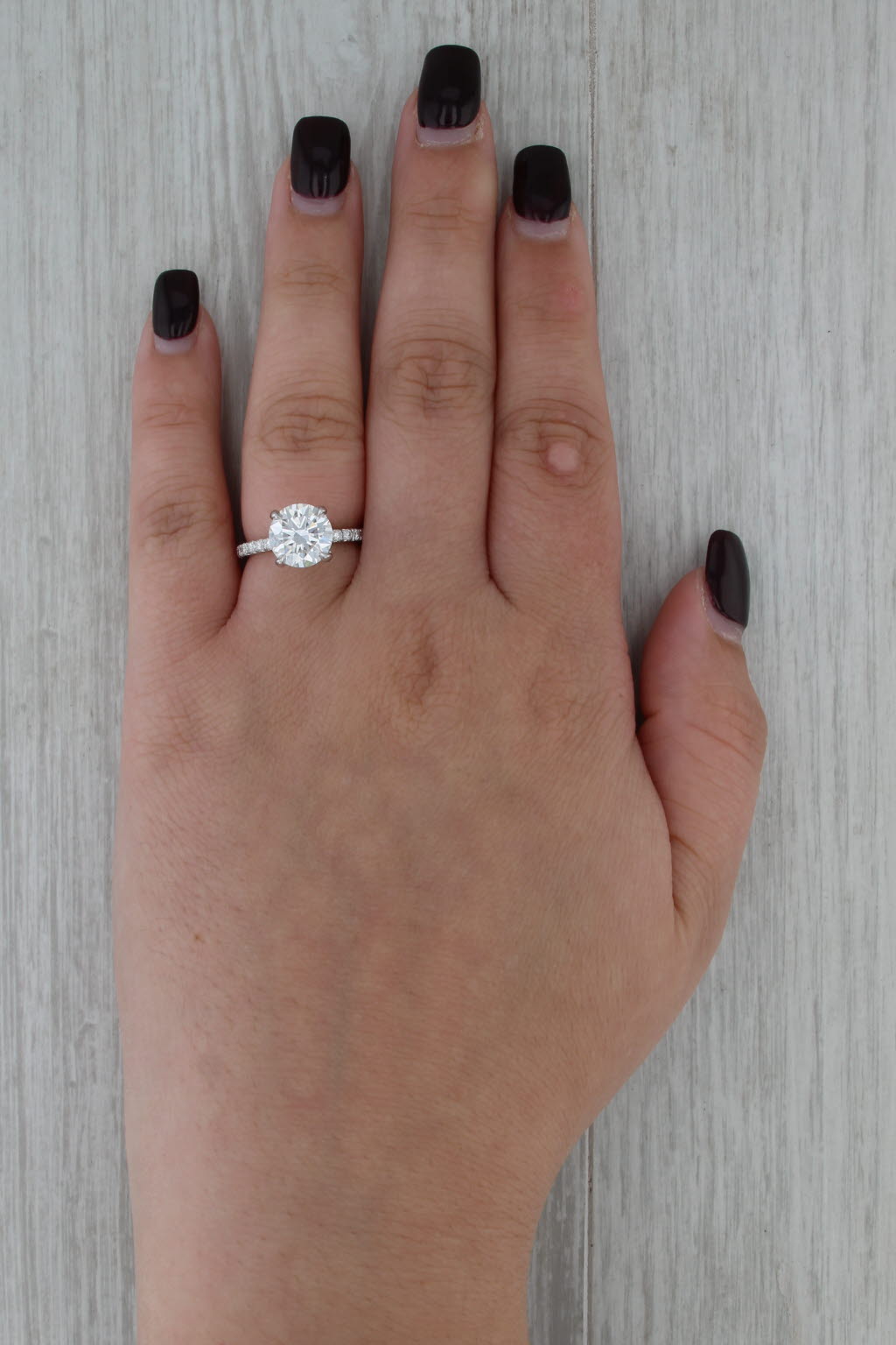 New IGI 3.54ctw Round Lab Grown Diamond Engagement Ring 14k White Gold Size 6