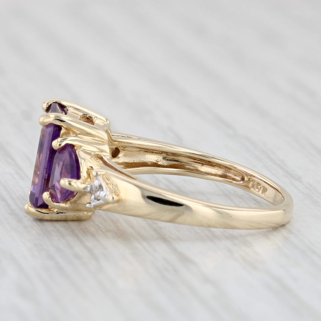 Light Gray 2.80ctw Amethyst Ring 10k Yellow Gold Size 6 Diamond Accents