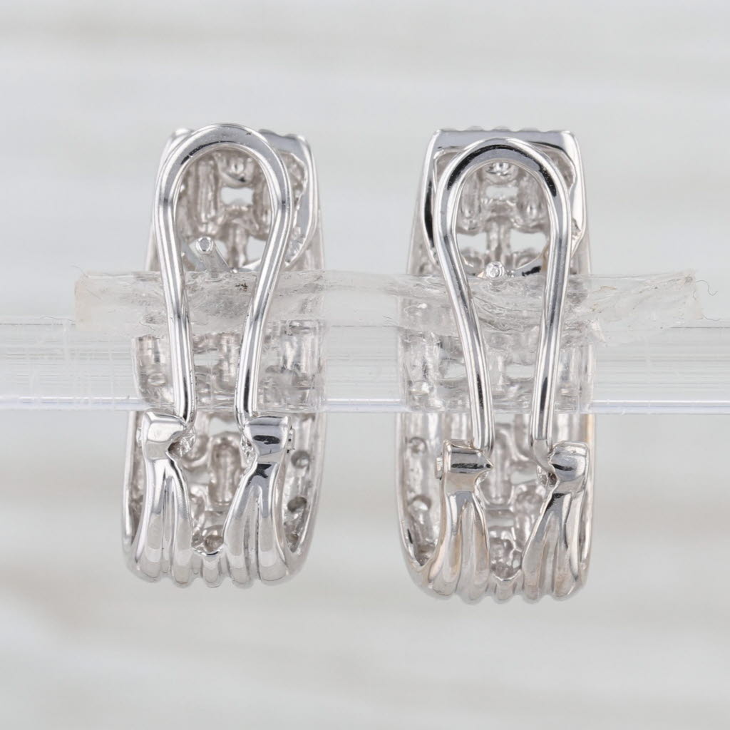 0.20ctw Diamond J-Hook Earrings 18k White Gold Omega Back Drops