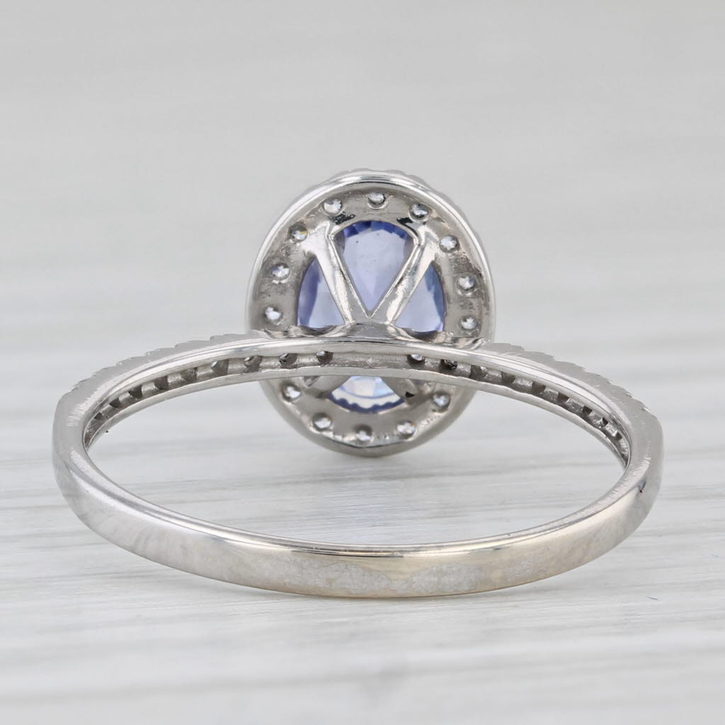 Light Gray 0.89ctw Oval Tanzanite Cubic Zirconia Halo Ring 10k White Gold Size 7 Engagement