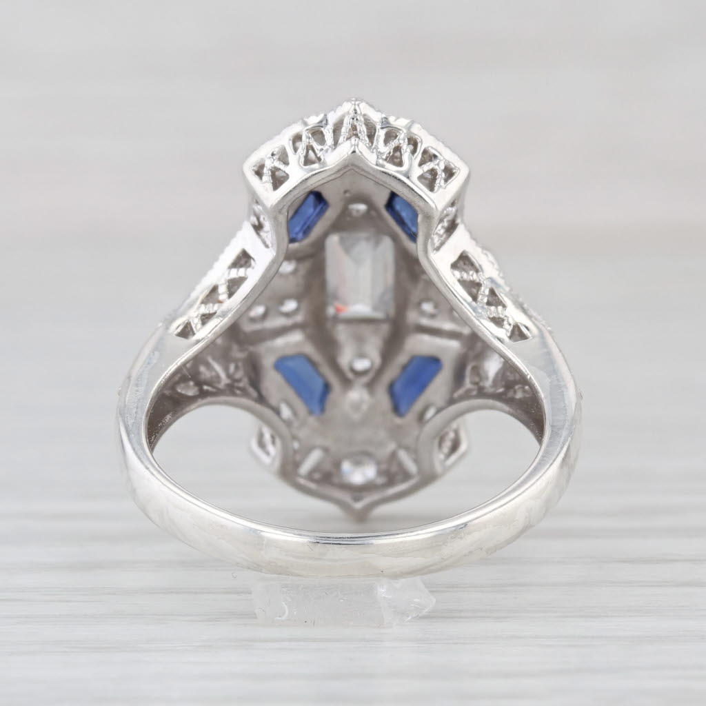 Cubic Zirconias Lab Created Sapphire Ring Sterling Silver Size 9 Cocktail