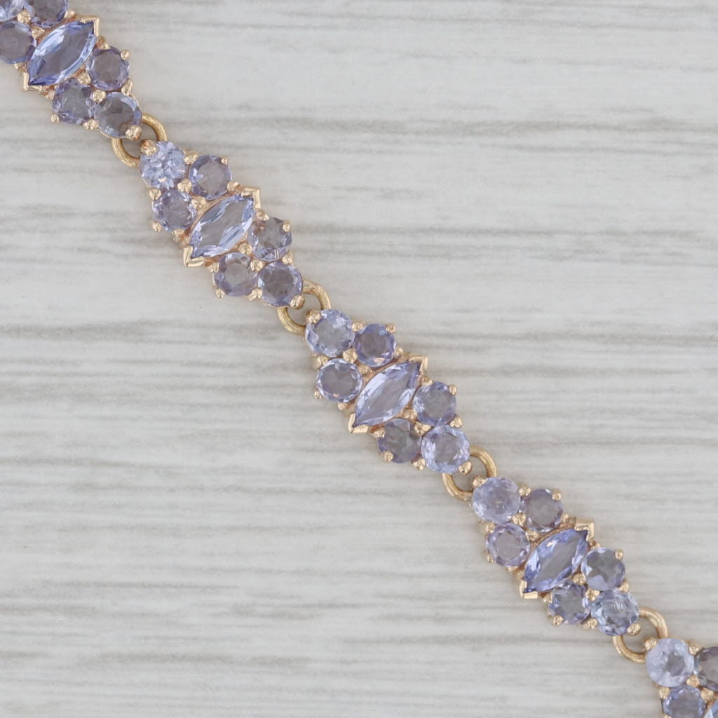 Gray 8.45ctw Tanzanite Cluster Tennis Bracelet 14k Yellow Gold 7.25"