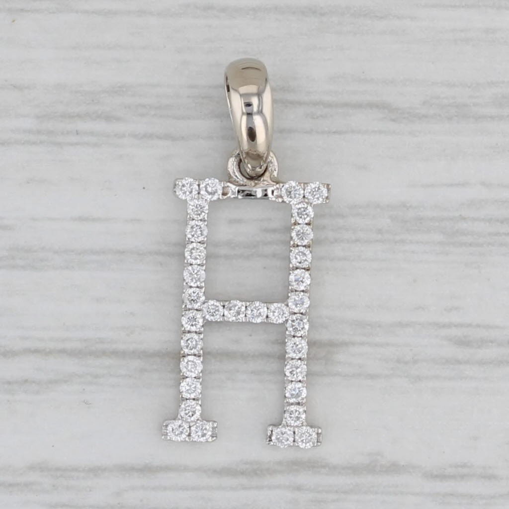 Gray New 0.12ctw Diamond Letter Initial "H" Pendant 14k White Gold