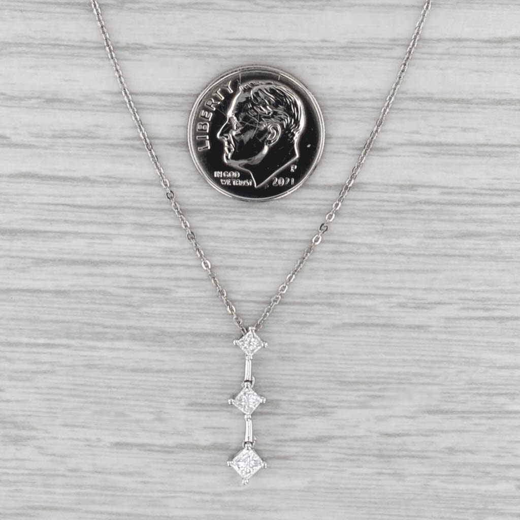 0.43ctw Diamond 3-Stone Journey Pendant Necklace 14k White Gold 16.75"