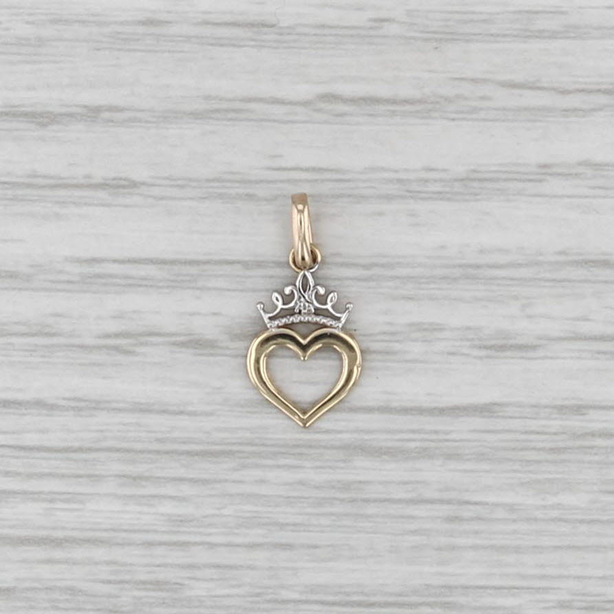 Disney Princess Heart Tiara Charm10k Gold Cartoon Collectible Pendant