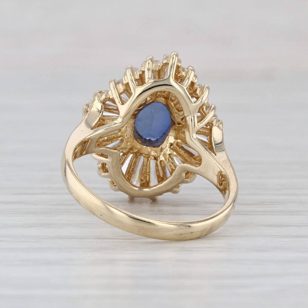 3.18ctw Lab Created Blue Sapphire Cubic Zirconia Ring 14k Yellow Gold Size 7.25