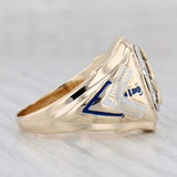 Light Gray Vintage Blue Lodge Masonic Signet Ring 10k Gold Styled Square Compass Size 10.75