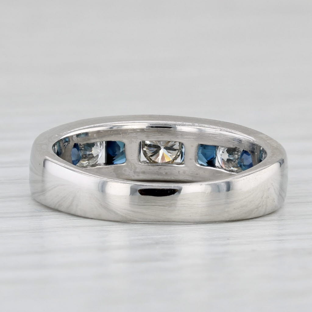 Light Gray 1ctw Blue Sapphire Diamond Ring 950 Platinum Wedding Band Size 4.5-4.75