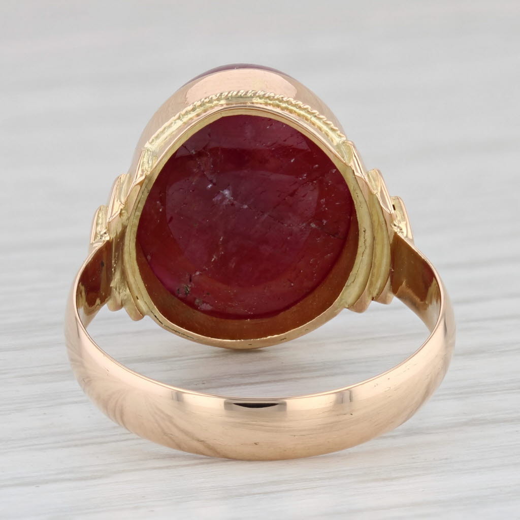 Light Gray 17ct Star Ruby Ring 18k Yellow Gold Size 9 Oval Cabochon Solitaire