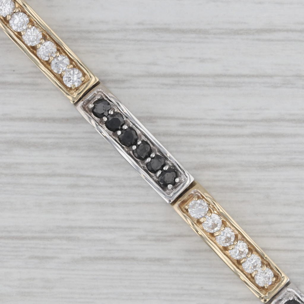 Gray 3ctw Black & White Cubic Zirconia Tennis Bracelet 14k Yellow White Gold 6.75"