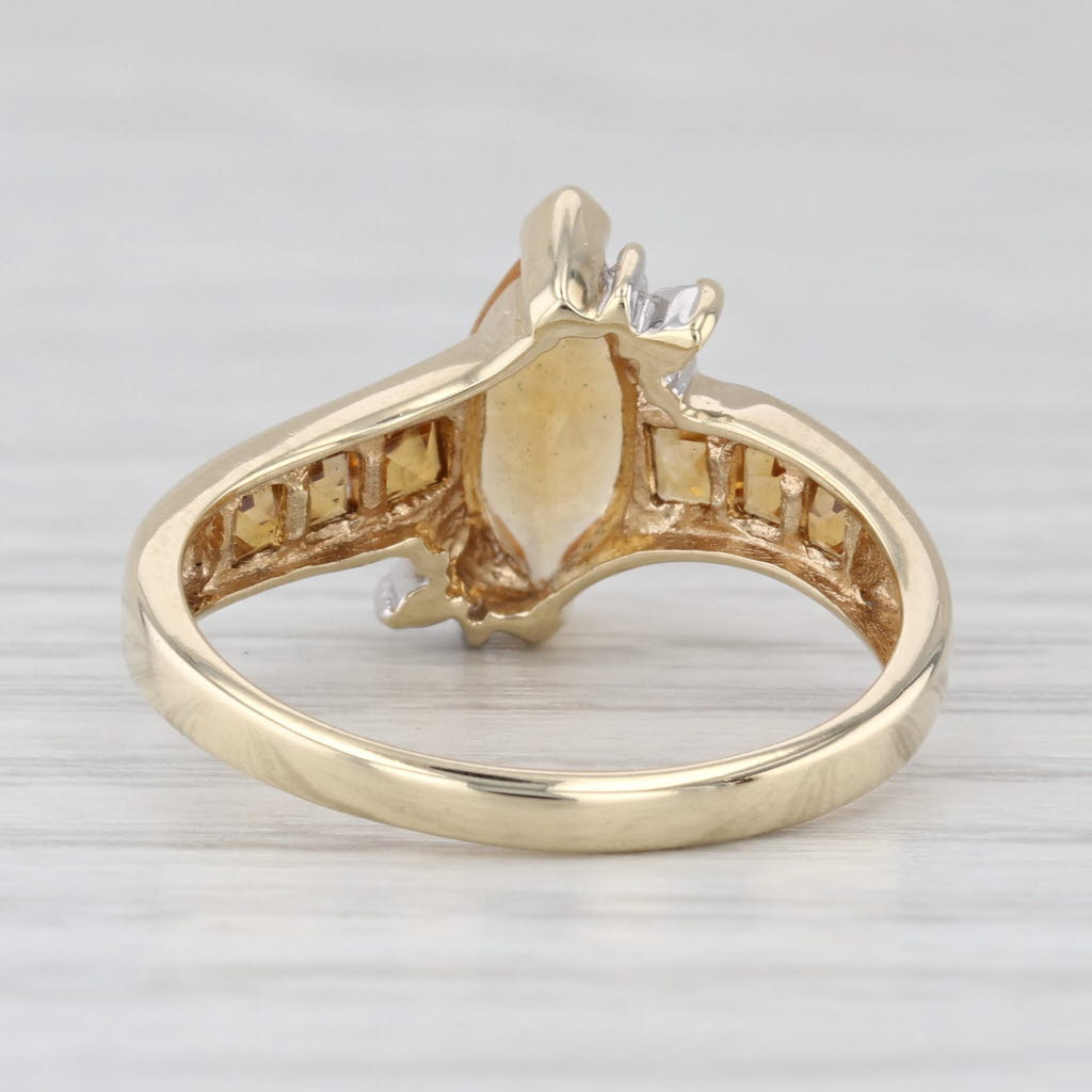 2.40ctw Marquise Citrine Diamond Bypass Ring 10k Yellow Gold Size 7.25