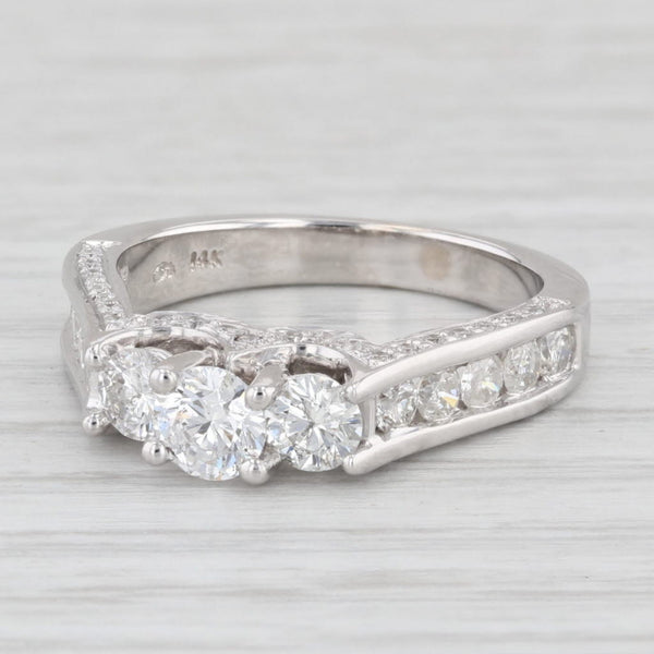 1.31ctw Round 3-Stone Diamond Engagement Ring 14k White Gold Size 6.75