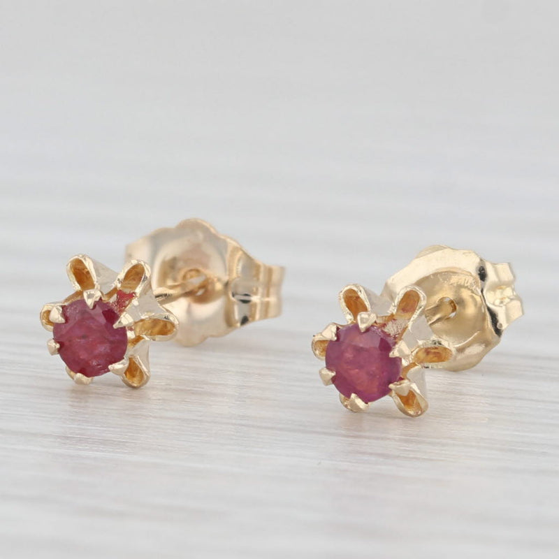 Light Gray 0.20ctw Ruby Solitaire Buttercup Earrings 14k Yellow Gold