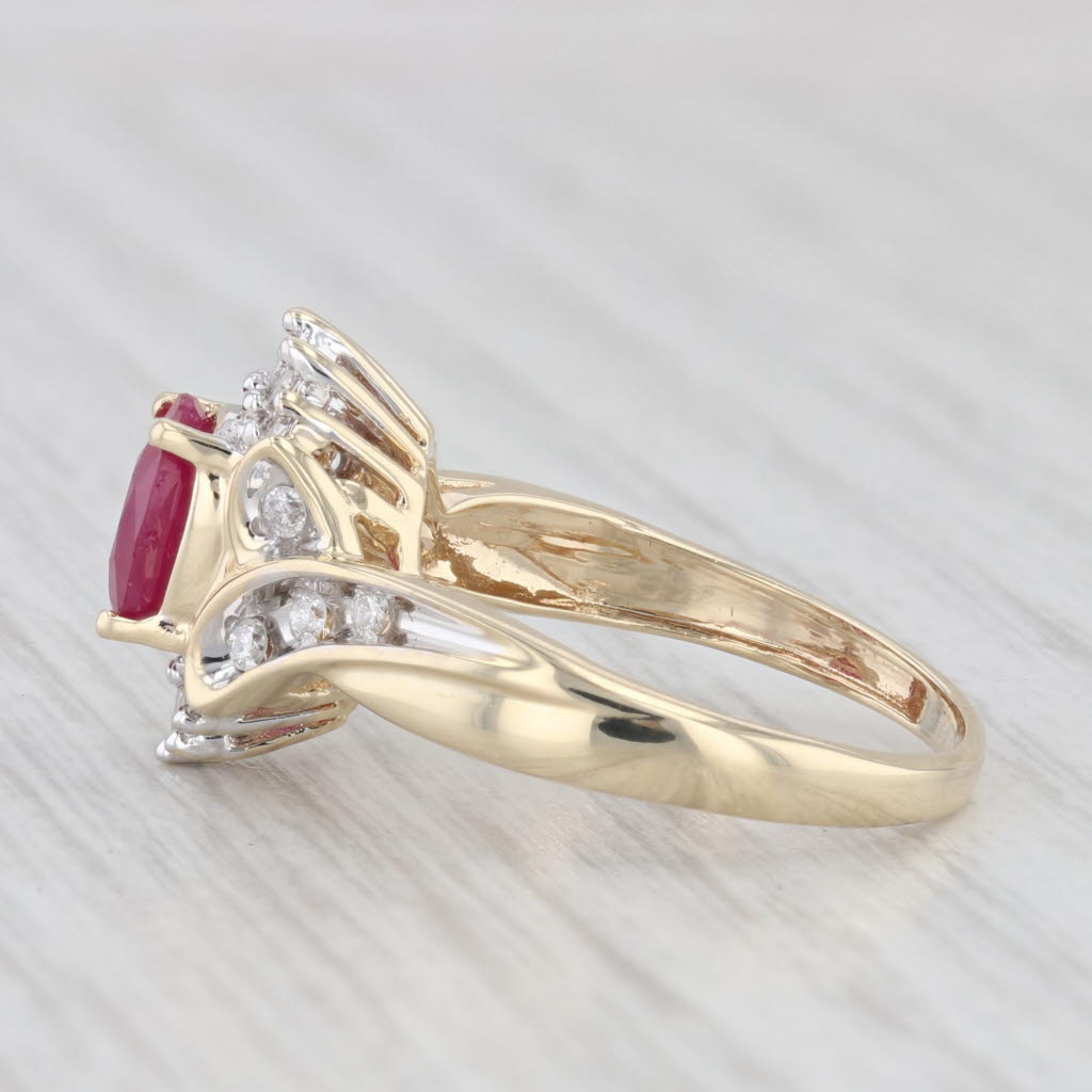 Light Gray 1.08ctw Oval Ruby Diamond Ring 10k Yellow Gold Size 5.5