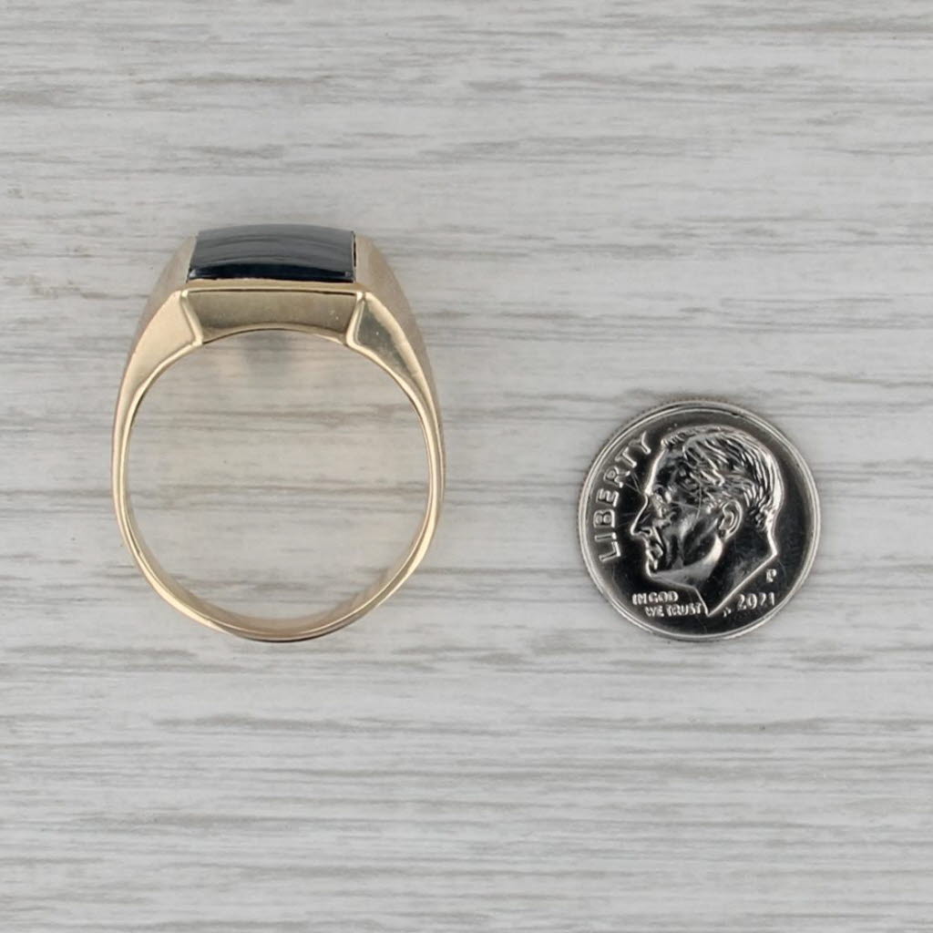 Vintage Engravable Hematite Ring 10k Yellow Gold Size 13 Men's Signet