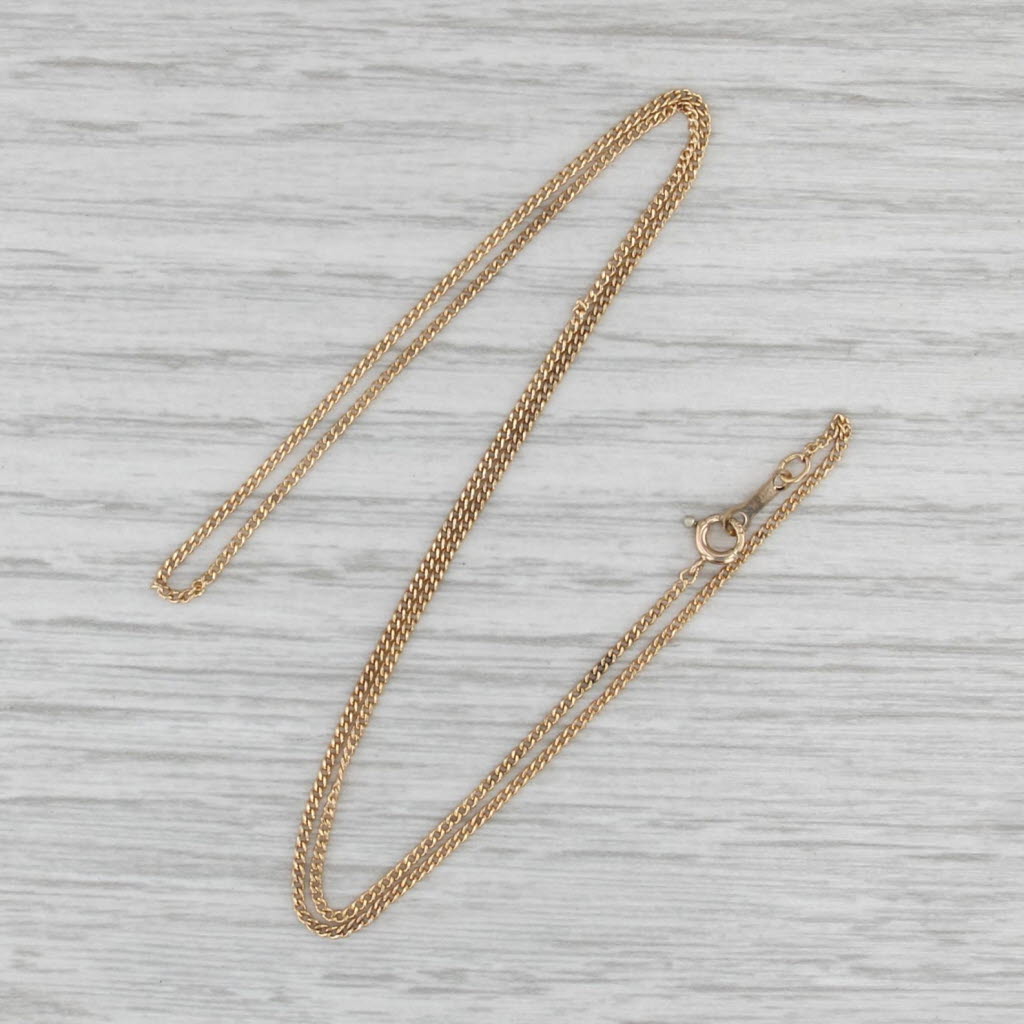 Curb Chain Necklace 14k Yellow Gold 16" 1.1mm