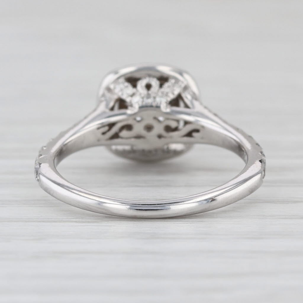 0.81ctw Round Diamond Halo Engagement Ring 14k White Gold Sz 6.25 Cathedral Band