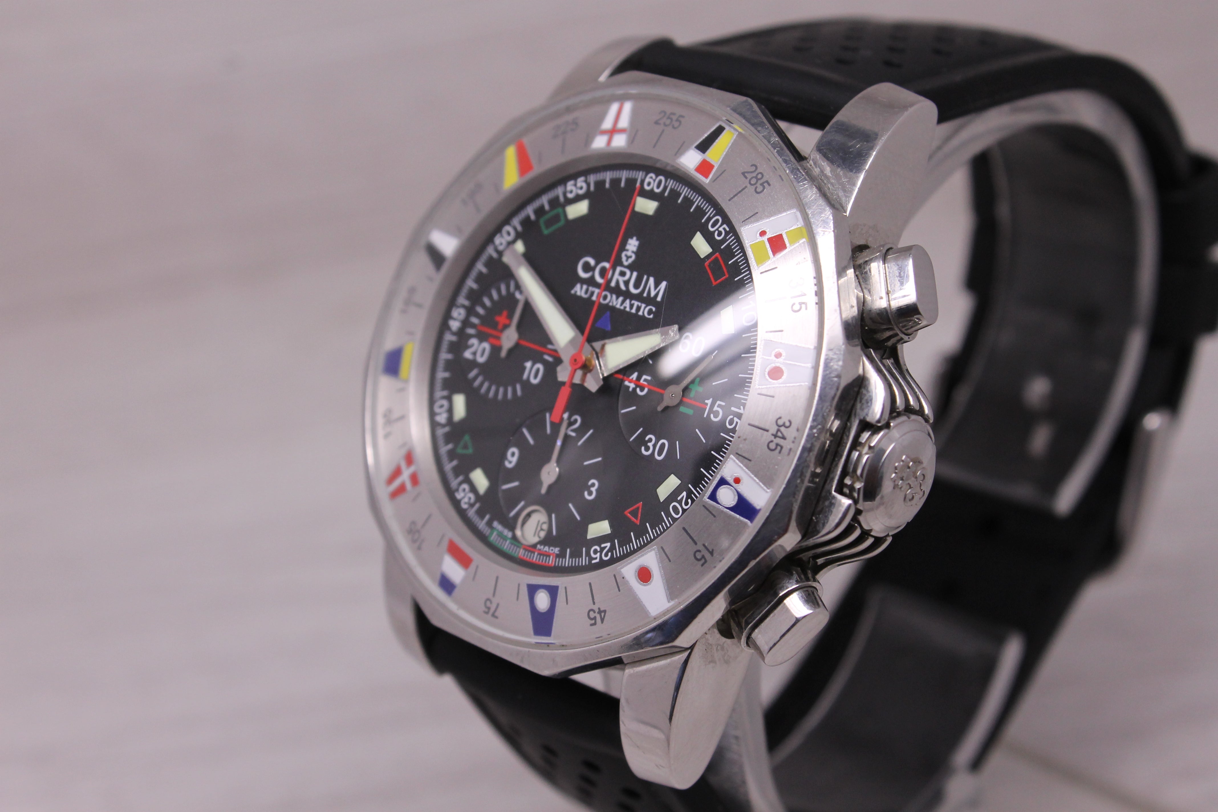 Corum Admirals Cup 285.630.20 Mens Steel 44mm Automatic Chronograph Watch