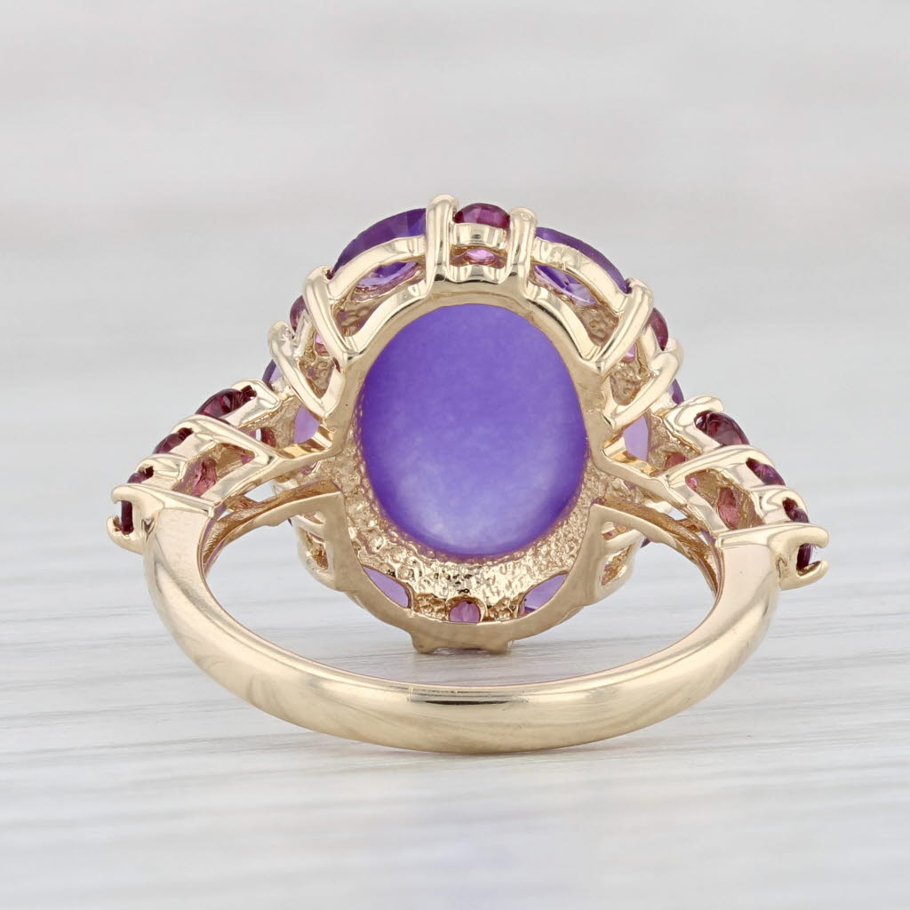 Light Gray 11.32ctw Purple Jadeite Jade Amethyst Tourmaline Ring 14k Yellow Gold Size 5