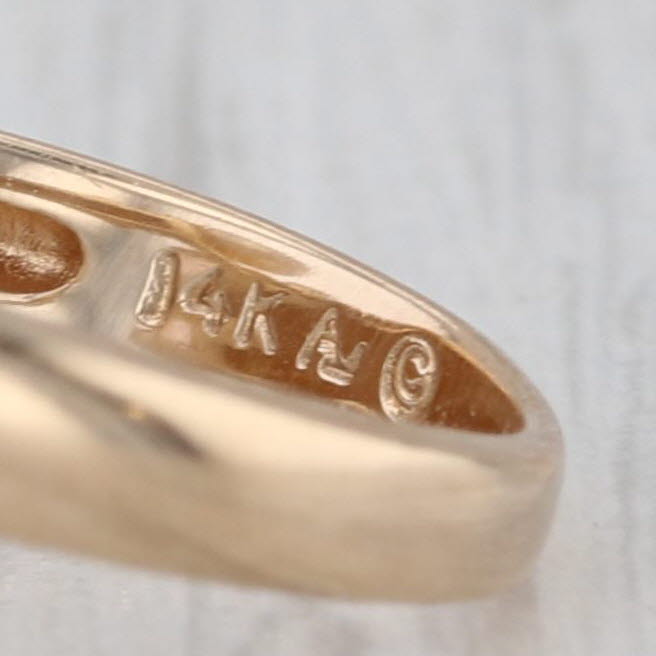 Cultured Pearl Bypass Ring 14k Yellow Gold Size 6.75 Diamond Accents