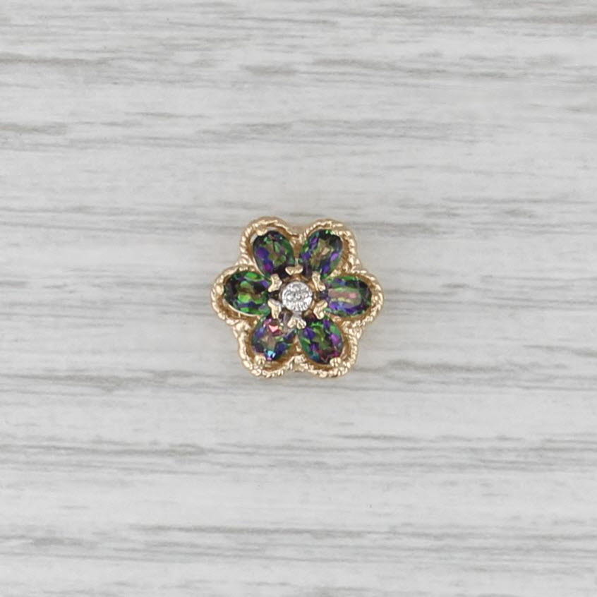 1.44ctw Mystic Topaz Flower Slide Bracelet Charm 14k Yellow Gold Richard Klein