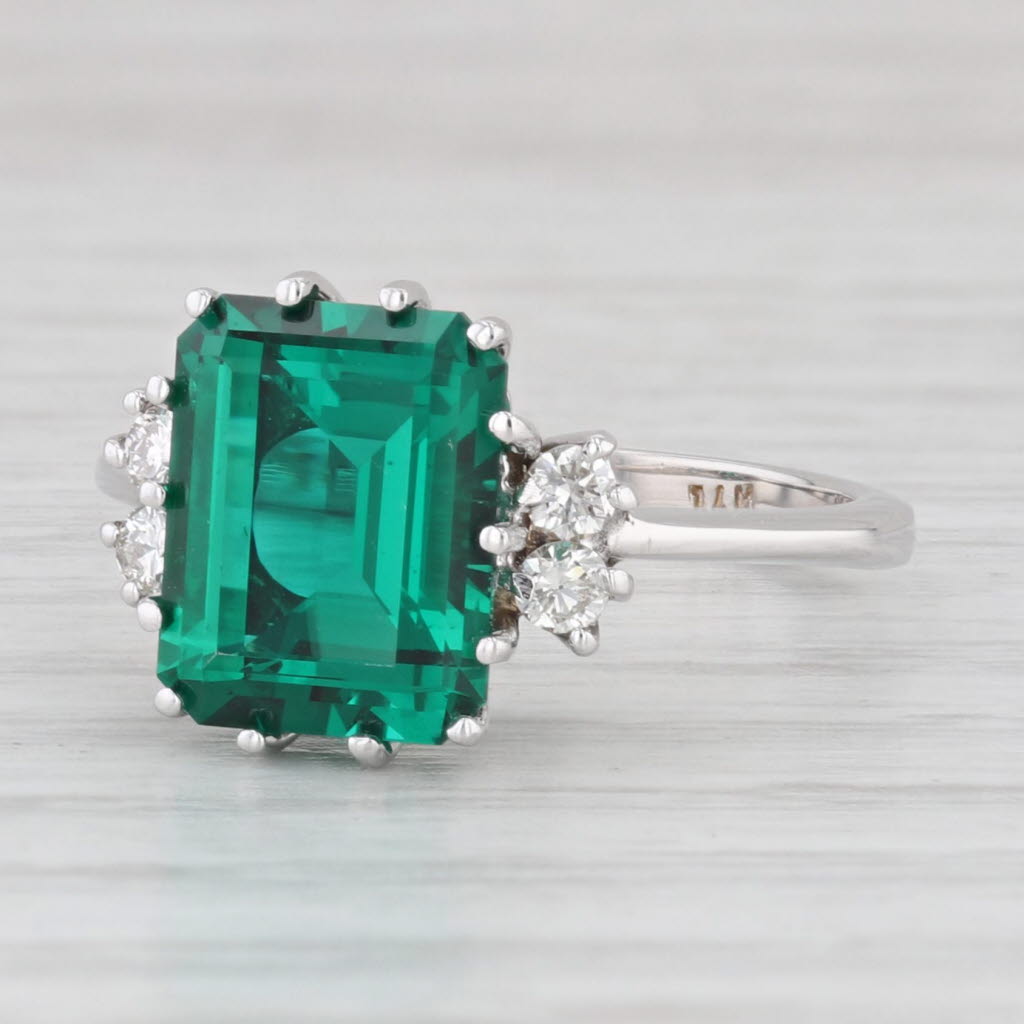 Light Gray 3.32ctw Lab Created Emerald Diamond Halo Ring 14k White Gold Size 6.25