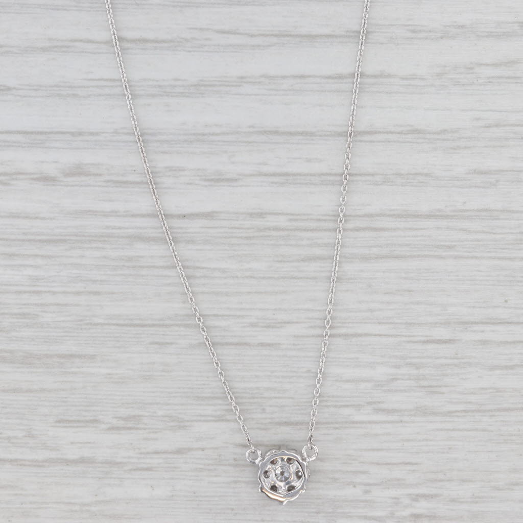 New 0.50ctw Diamond Cluster Stationary Pendant Necklace 14k Gold Adjustable