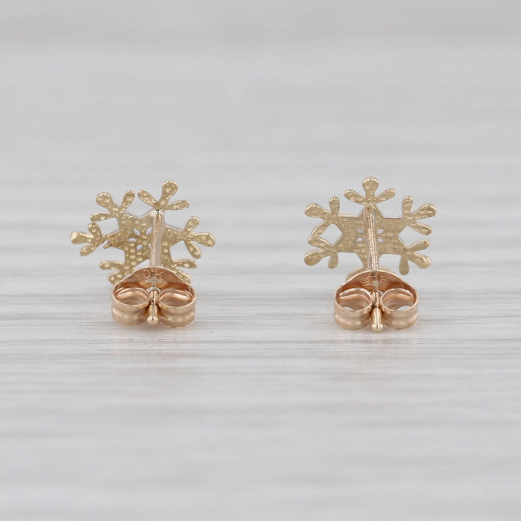 Disney Frozen Snowflake Stud Earrings 10k Yellow White Gold Studs