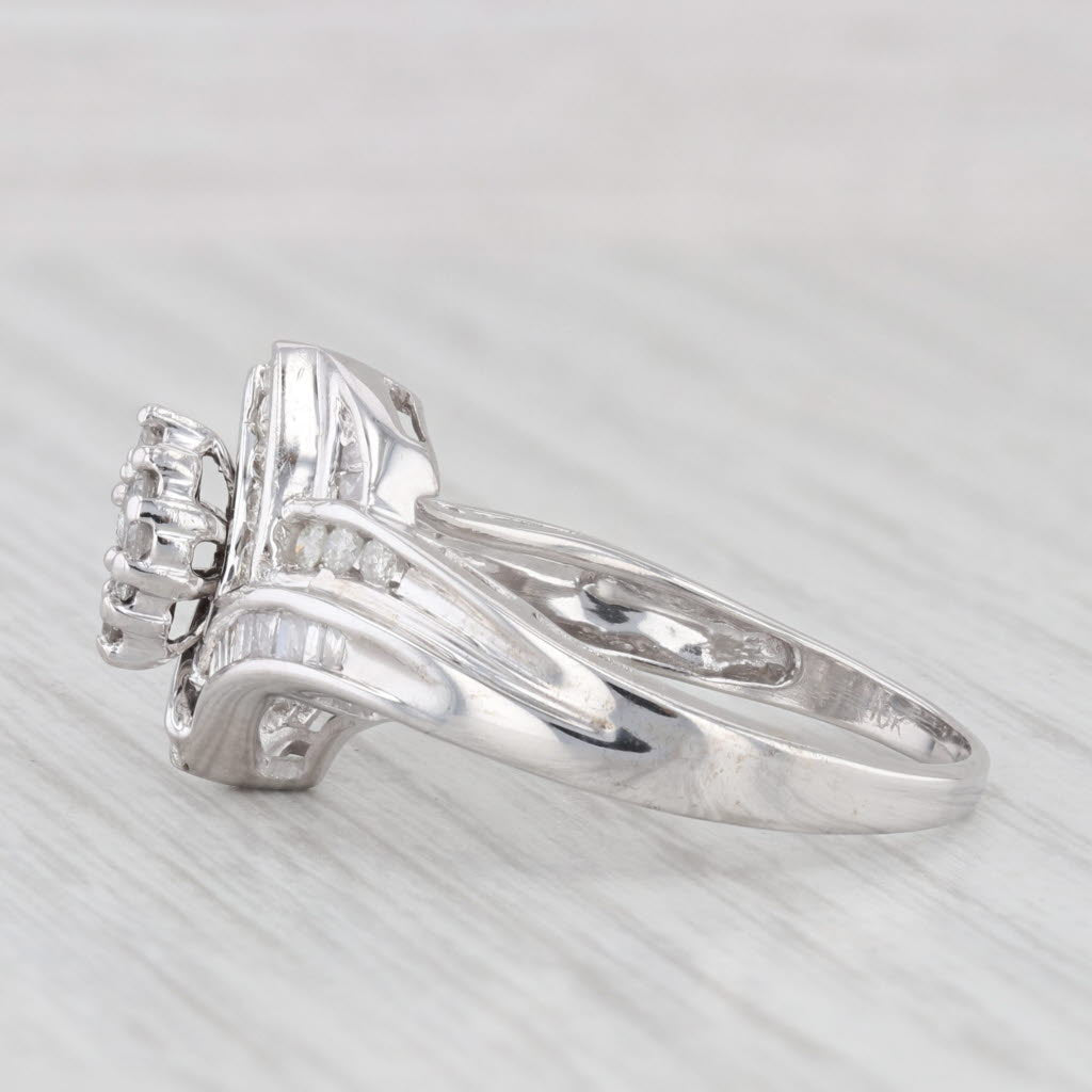 Light Gray 0.70ctw Diamond Cluster Engagement Ring 10k White Gold Size 9