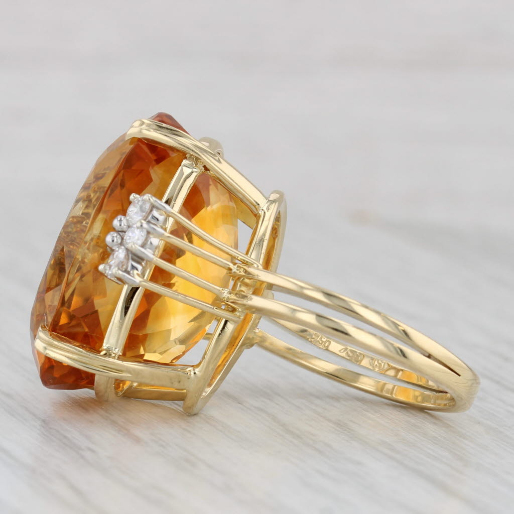 Gray 25.36ctw Oval Citrine Diamond Ring 18k Gold 950 Platinum Size 7.25 Cocktail