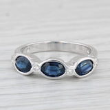 2.12ctw Blue Sapphire Diamond Ring 14k White Gold Size 7 Stackable Band