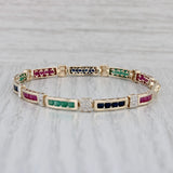 2.85ctw Emerald Ruby Sapphire Diamond Bracelet 10k Gold 7" 4.5mm