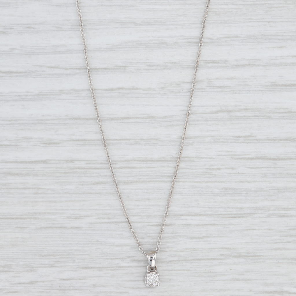 Light Gray 0.15ct Round Diamond Solitaire Pendant Necklace 14k White Gold 16" Cable Chain