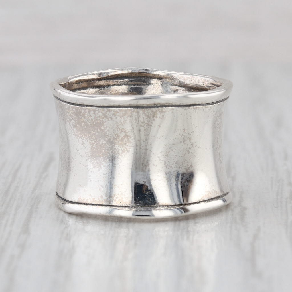 Silpada R07238 Hammered Cuff Ring Sterling Silver Wide Band Size 7 Statement