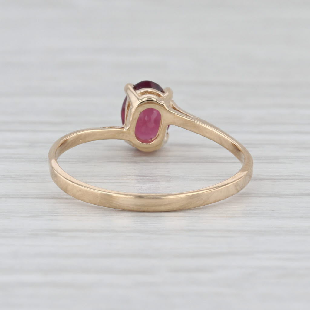 1ct Oval Rhodolite Garnet Solitaire Bypass Ring 14k Yellow Gold Size 8