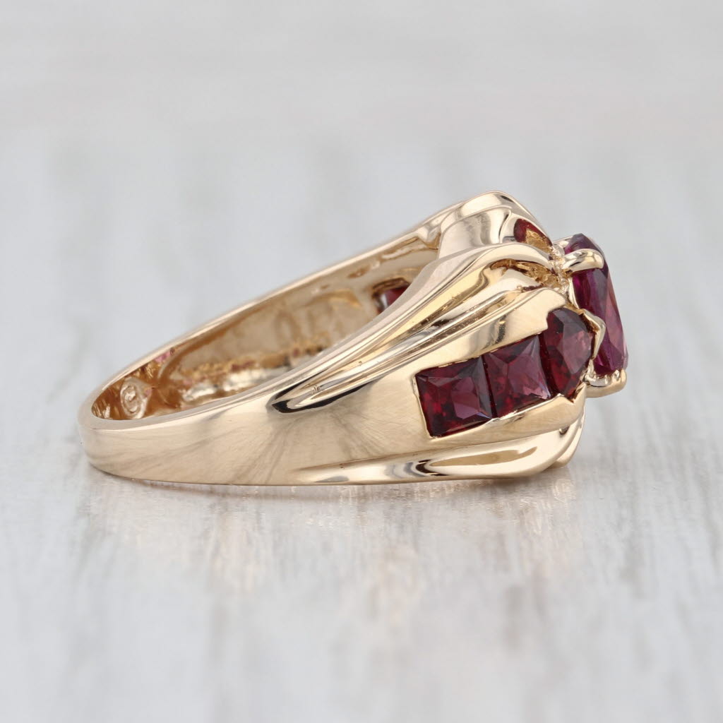 2.40ctw Oval Garnet X Ring 14k Yellow Gold Size 6.25