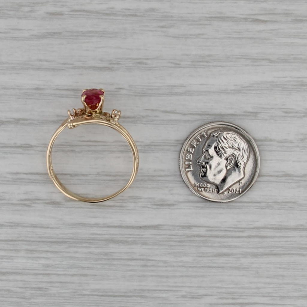 0.70ct Pink Tourmaline Diamond Ring 14k Yellow Gold Bypass Size 8.25