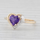 0.60ct Amethyst Heart Ring 10k Yellow Gold Size 6.5 Diamond Accents