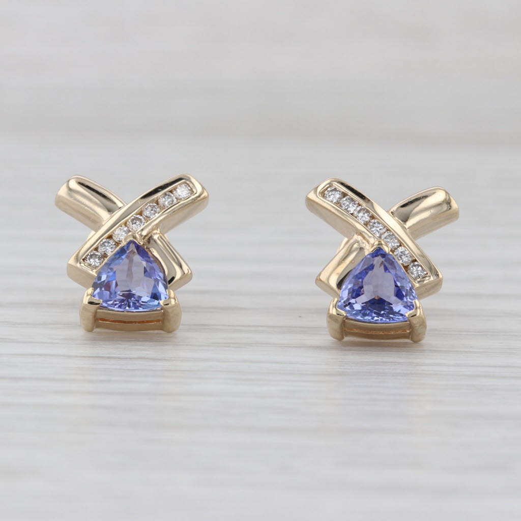 1.63ctw Tanzanite Diamond X Drop Earrings 14k Yellow Gold