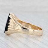 Light Gray Onyx Men's Ring 14k Yellow Gold Size 13.75 Oval Cabochons Solitaire Solid Back