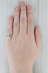 0.15ctw Diamond 3-Stone Opal Ring 14k Yellow Gold Size 6.75 Cocktail