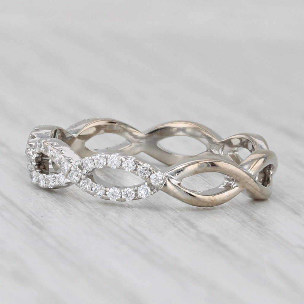 Light Gray 0.23ctw Woven Diamond Ring 14k White Gold Stackable Wedding Band Size 7