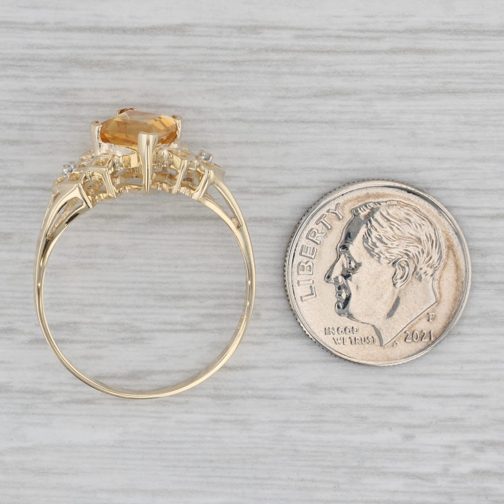 Gray 1.75ct Orange Citrine Diamond Ring 10k Yellow Gold Size 10