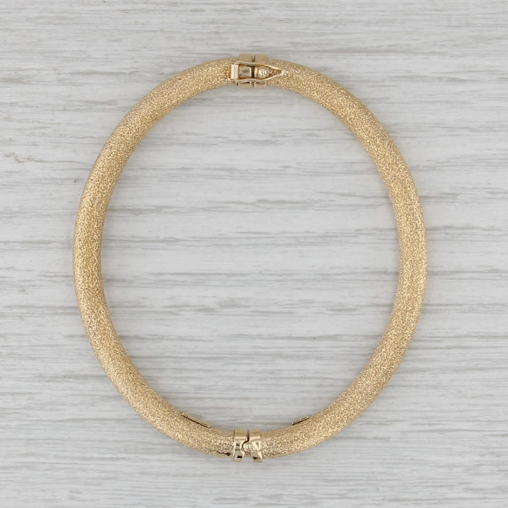 Brushed Sparkling Bangle Bracelet 14k Yellow Gold 7" 5.2mm Italian
