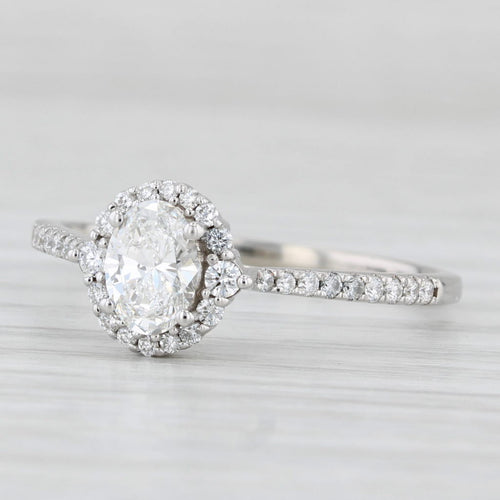 Light Gray 1ctw Oval Diamond Halo Engagement Ring 14k White Gold Size 11 Cathedral Band GIA