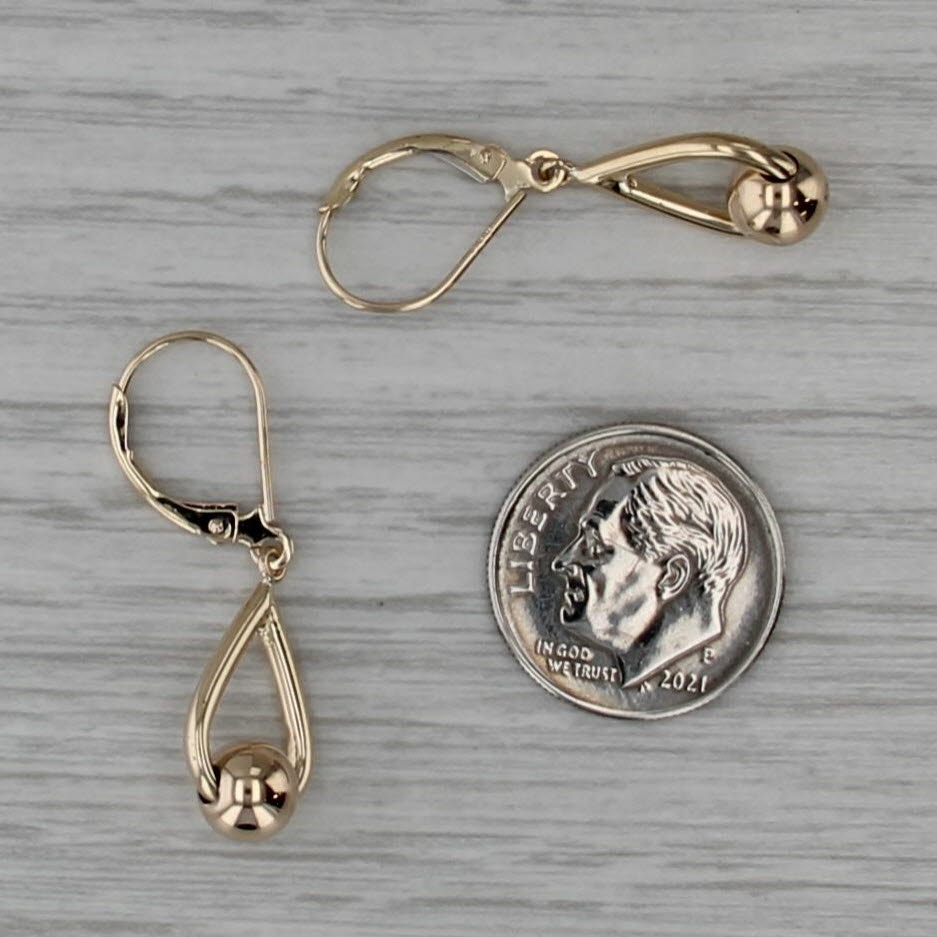 Bead Teardrop Dangle Earrings 14k Yellow Gold