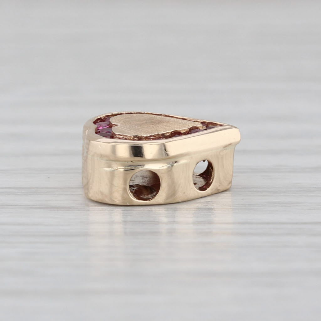 Vintage Ruby Spinel Heart Slide Bracelet Charm 14k Yellow Gold