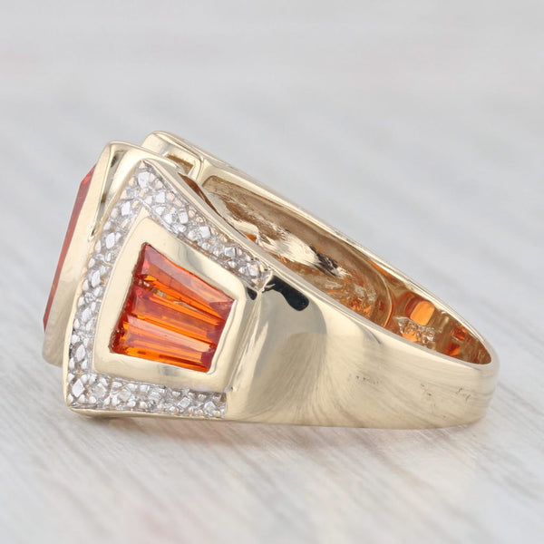 3.02ctw Lab Created Orange Sapphire Cocktail Ring 10k Yellow Gold Size 8